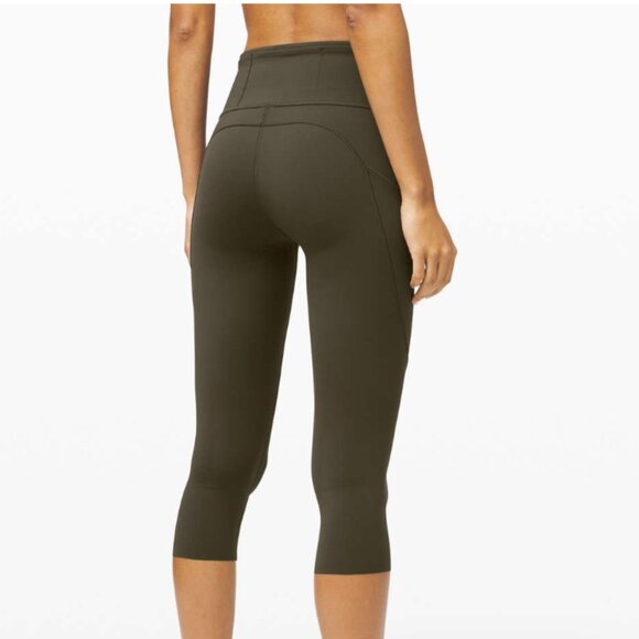 Lululemon Women Fast Free Crop W6BCUS, Dark Olive, Size 4 - Picture 3 of 8